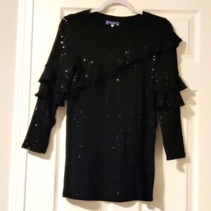 Girl's Glittery Black Shift Dress